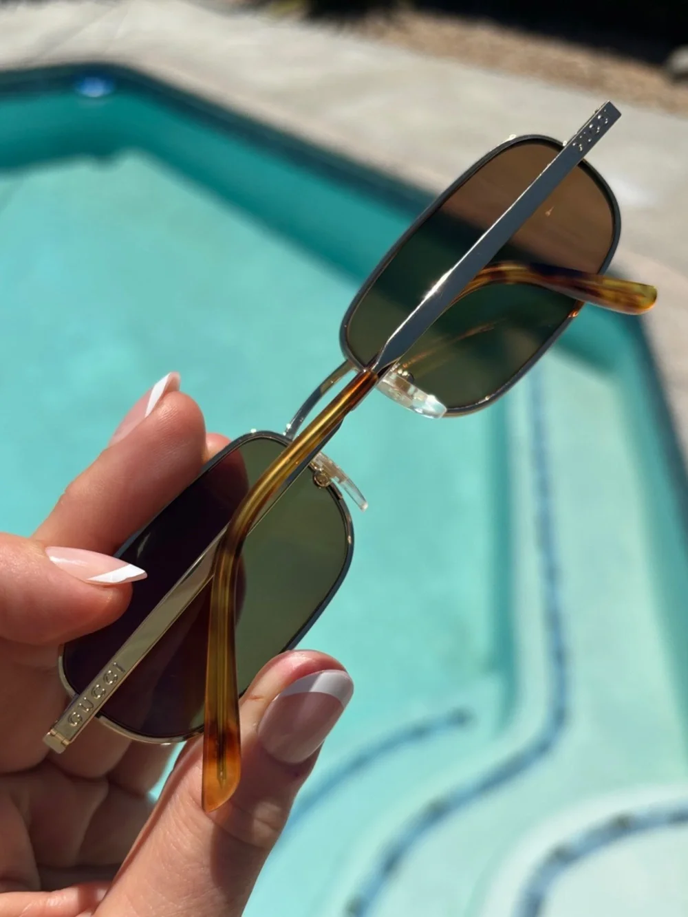 GUCCI GG1457S Eyewear Gold Frame Sunglasses with Brown Prescription Lenses